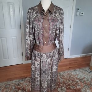 Calvin Klein Paisley print silk top skirt set